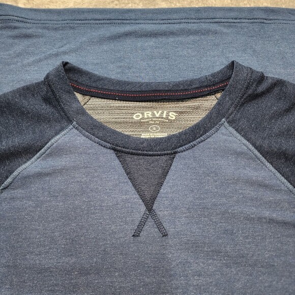 Orvis Men's Two Tone Blue Long Sleeve T-Shirt Adult Size L - Picture 3 of 15